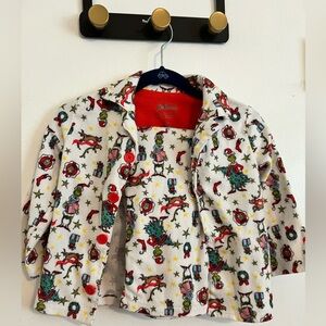 Dr. Seuss White & Red & Green Festive button up top and bottom